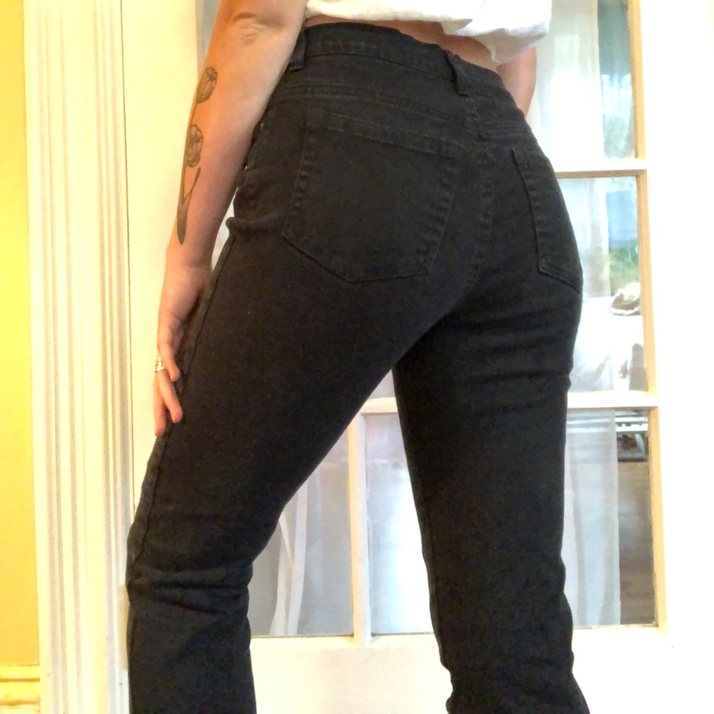 Black high waist cropped mom jeans